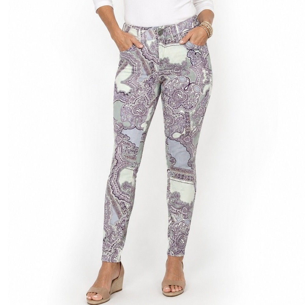 Chico's Size 00 US 2 XS Tapestry Print Stretch Jeggings Pants Mid Rise Waist NEW